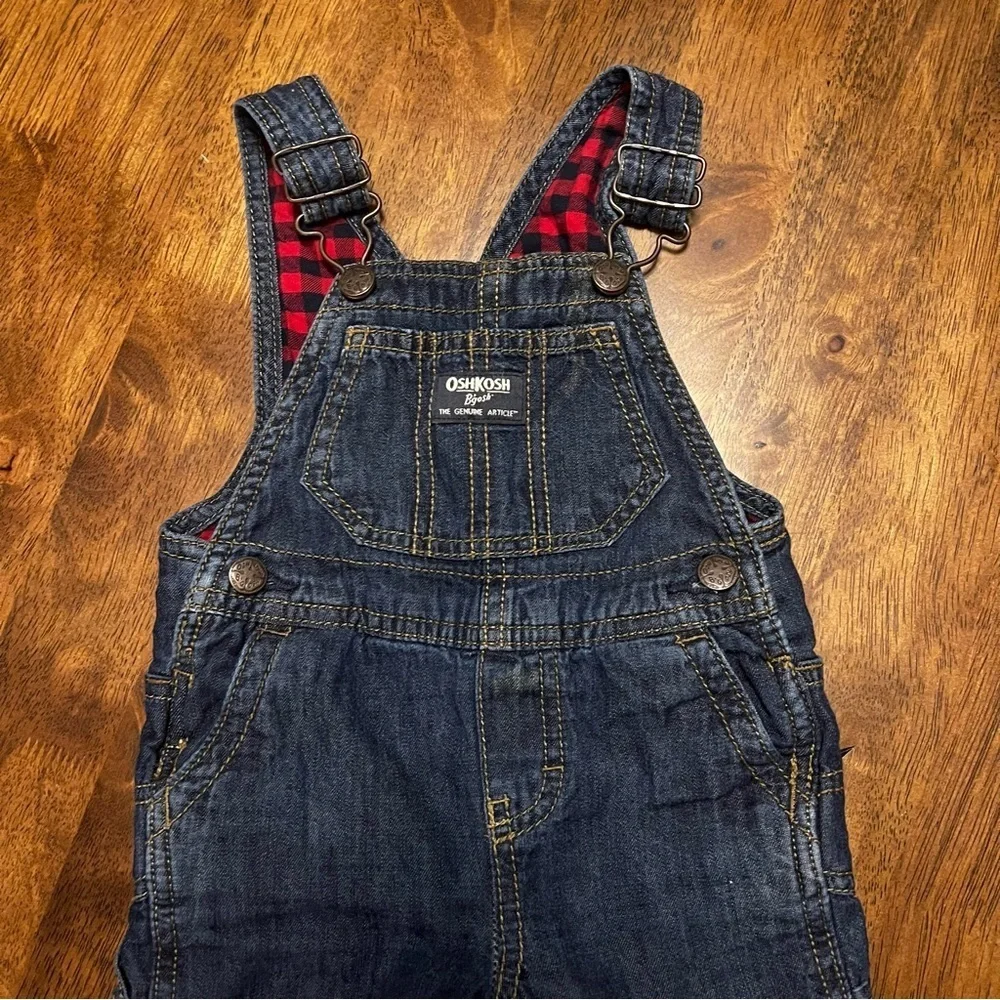OshKosh B'gosh Blue Denim Blue Jean Baby Overalls Snaps 9 Months